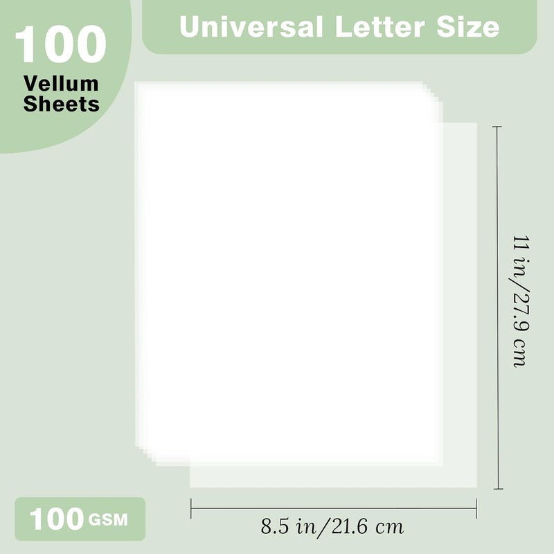 JagerGreen ورق فلام 8.5 × 11 بوصة 100 جرام لكل متر مربع 100 ورقة، ورق فلام سميك شفاف قابل للطباعة للدعوات، جاكيتات فلام، أظرف، حرف، أشرطة زفاف، ورق تتبع للرسم. - Image 2